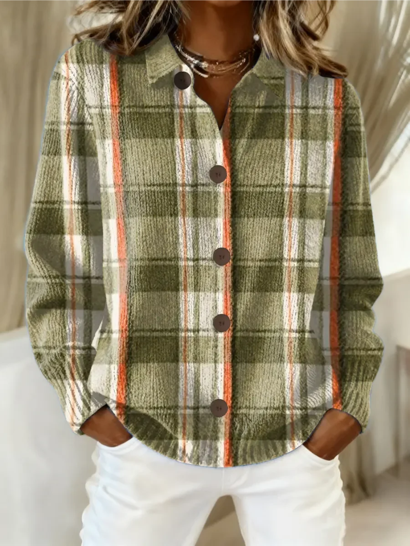Hazel | Cardigan a Quadri Verde Oliva