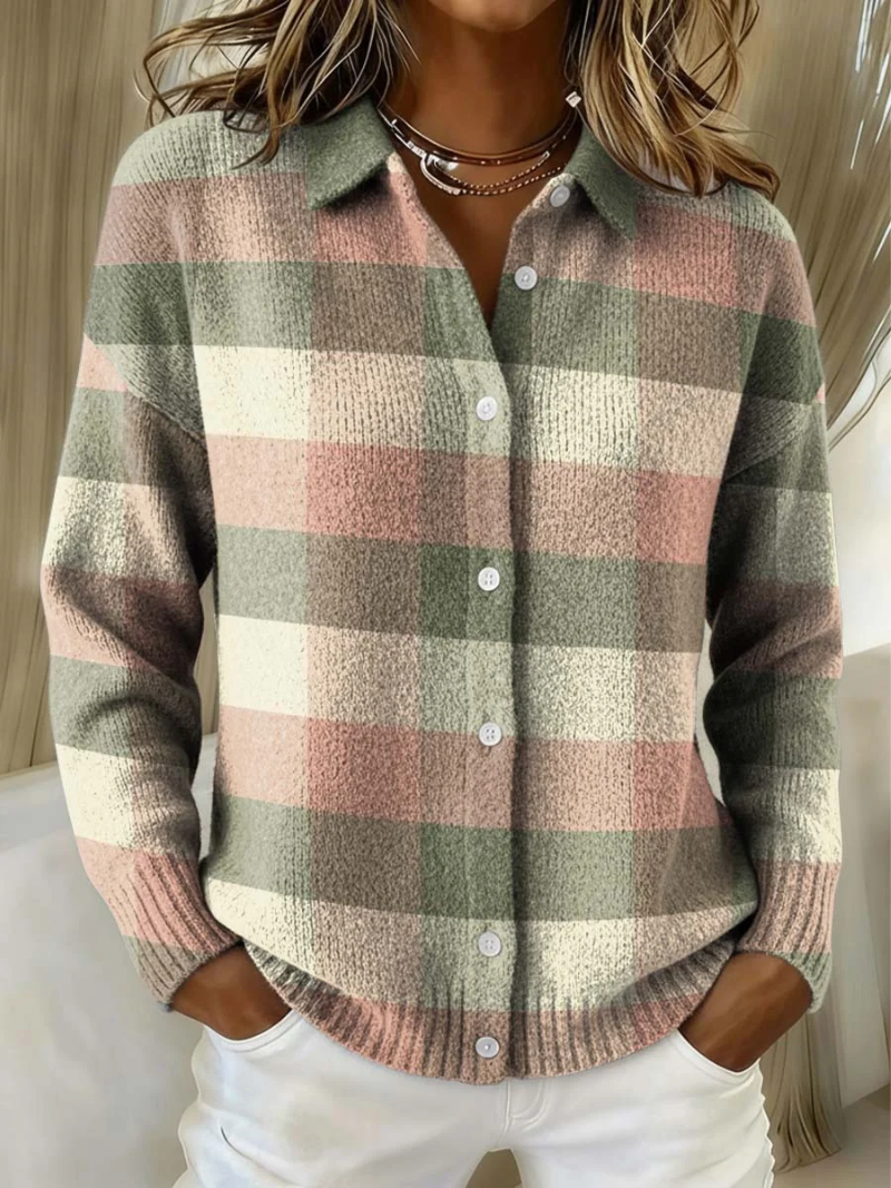 Grace | Cardigan a Quadri Pastello Multicolore
