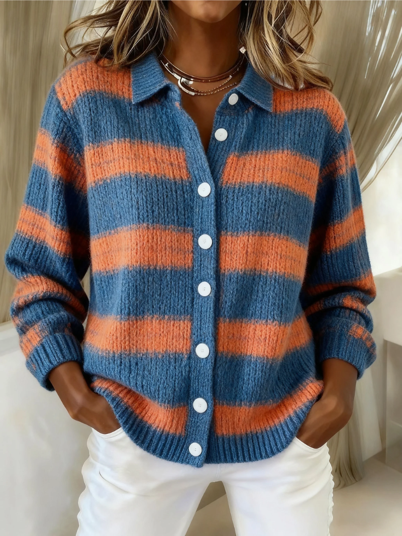 Livia | Cardigan a Righe Arancione e Blu