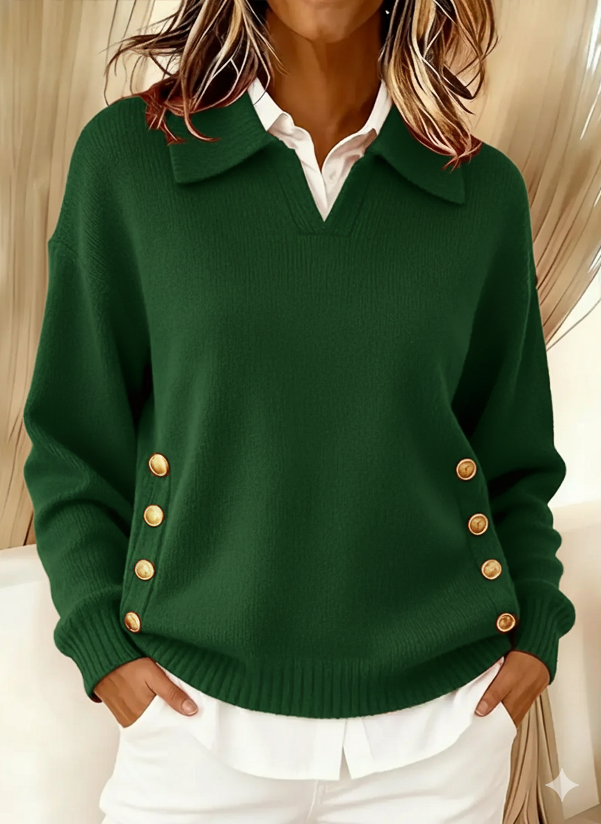 Vynette | Maglione a Scollo a V con Colletto