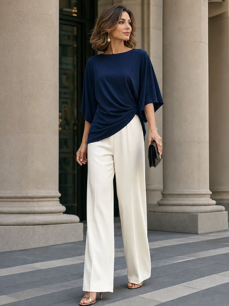 Gabriela | Completo con Blusa Drappeggiata e Pantaloni Ampi