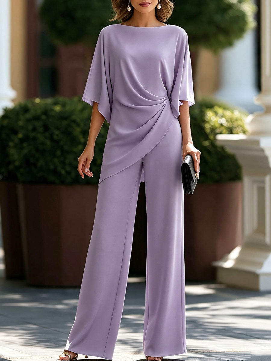 Gabriela | Completo con Blusa Drappeggiata e Pantaloni Ampi