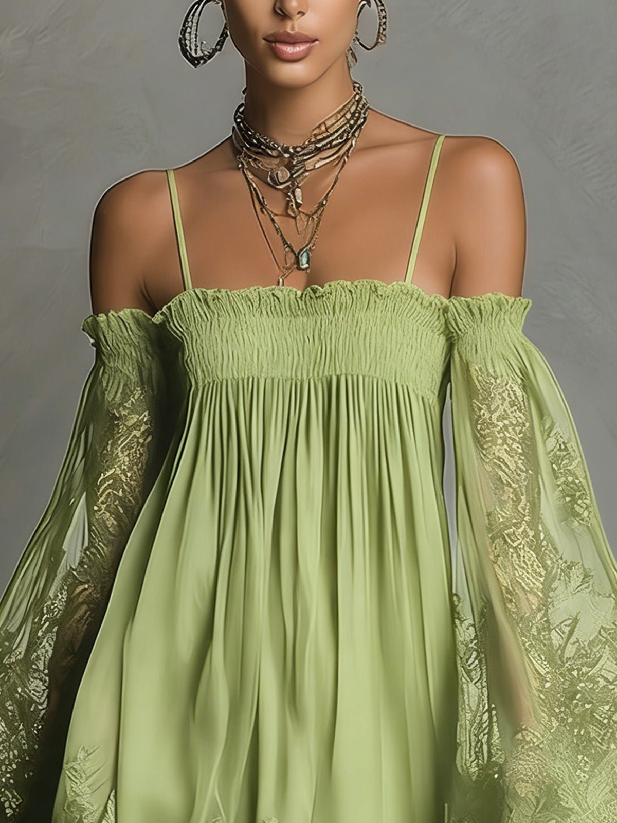 NOEMI | Mini Abito in Chiffon con Pizzo Blu Navy