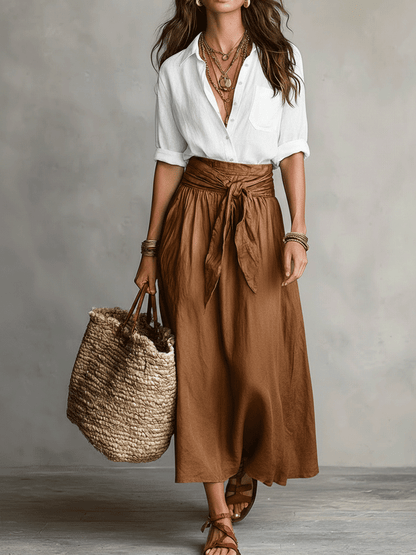 PALMIRA | Set Camicetta e Gonna Midi in Raso