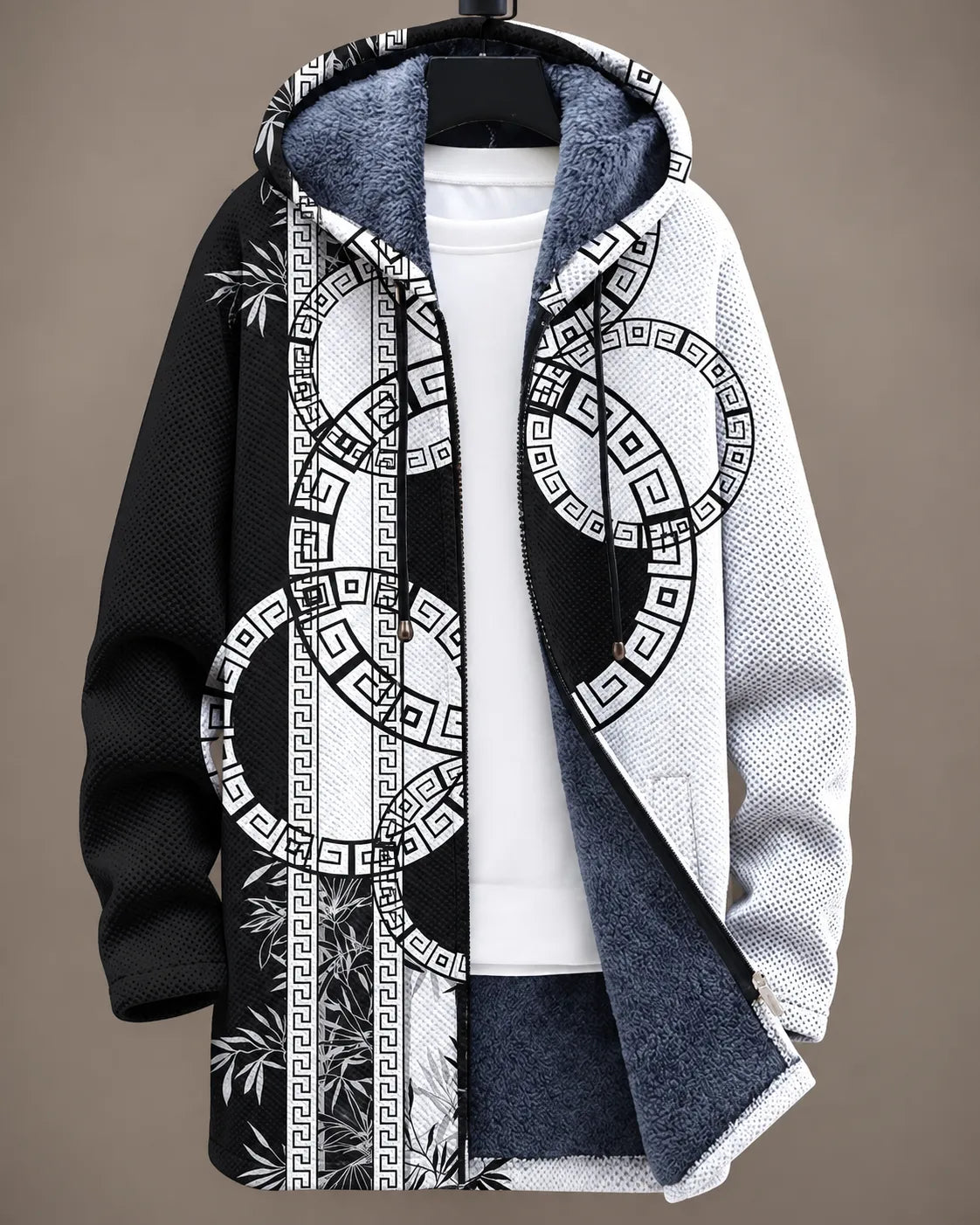 Elara | Giacca con Cappuccio Stampa Geometrica