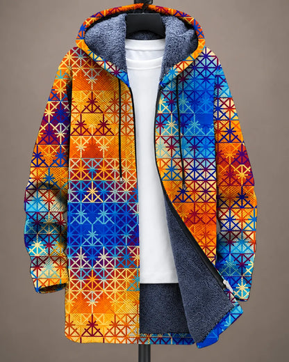 Elara | Giacca con Cappuccio Stampa Geometrica