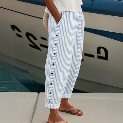 Caitlin | Pantaloni a Righe con Bottoni