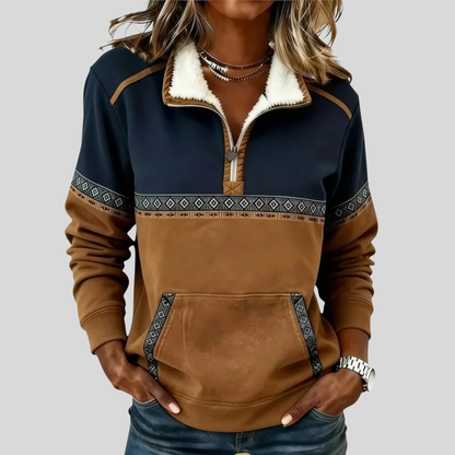 Alvette | Pullover con Collo Sherpa e Mezza Zip
