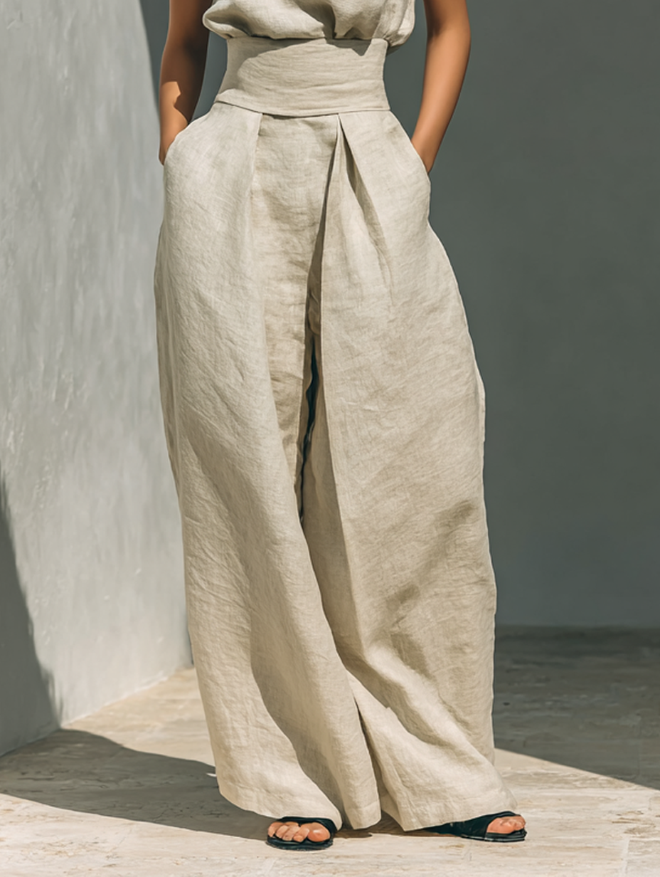 SERENA | Set Minimal con Top Senza Maniche e Pantaloni a Gamba Larga