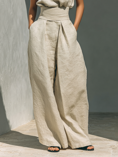 SERENA | Set Minimal con Top Senza Maniche e Pantaloni a Gamba Larga