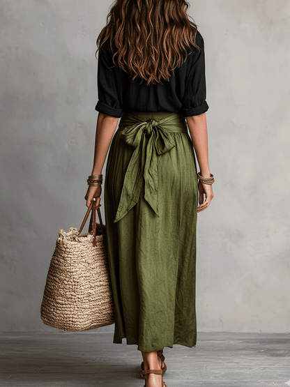 PALMIRA | Set Camicetta e Gonna Midi in Raso