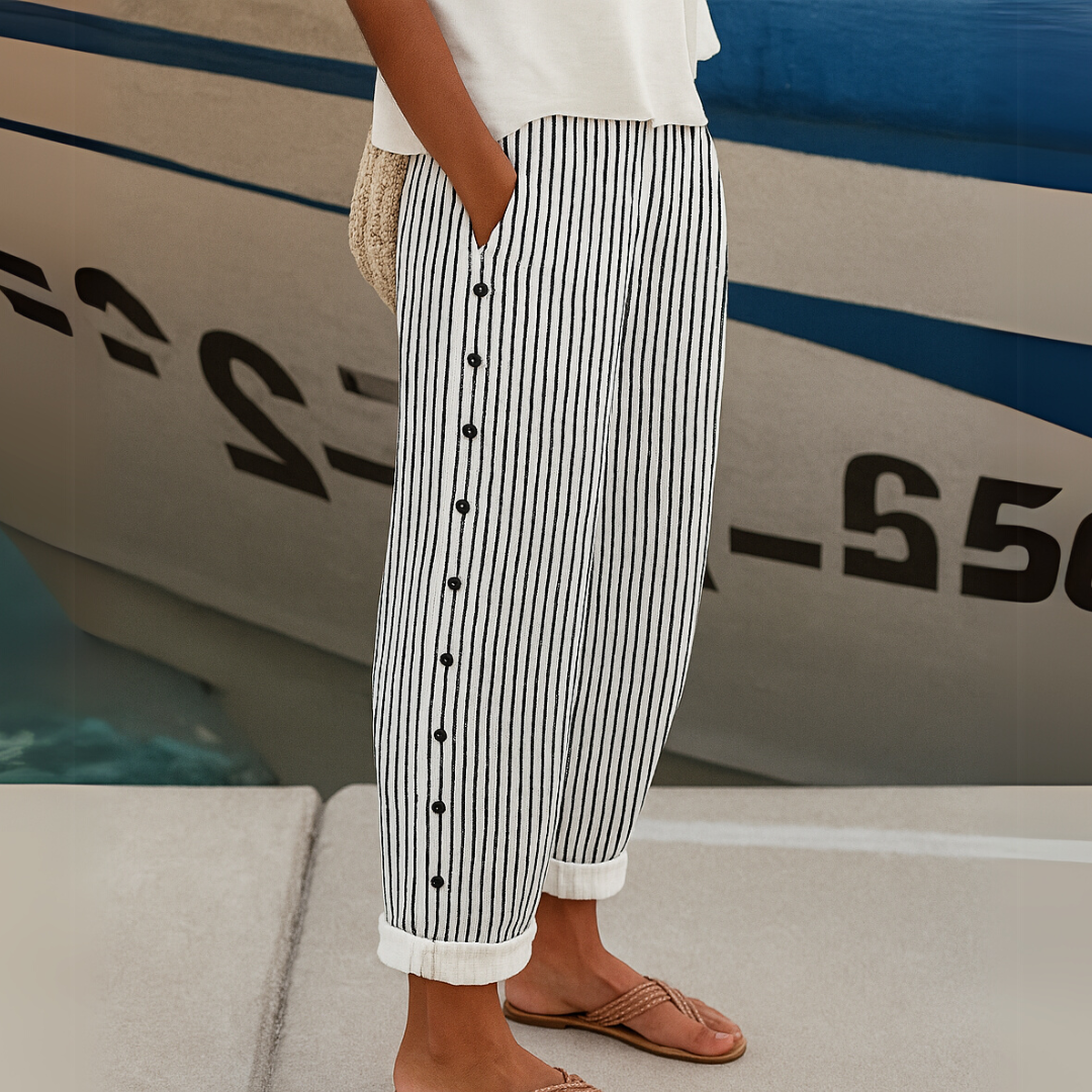 Caitlin | Pantaloni a Righe con Bottoni