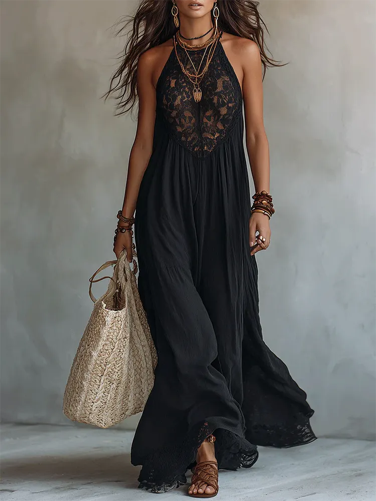 Vivienne | Abito Halter con Pannelli in Pizzo