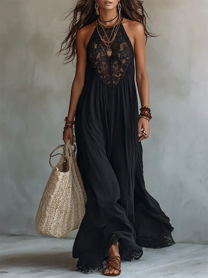 Vivienne | Abito Halter con Pannelli in Pizzo