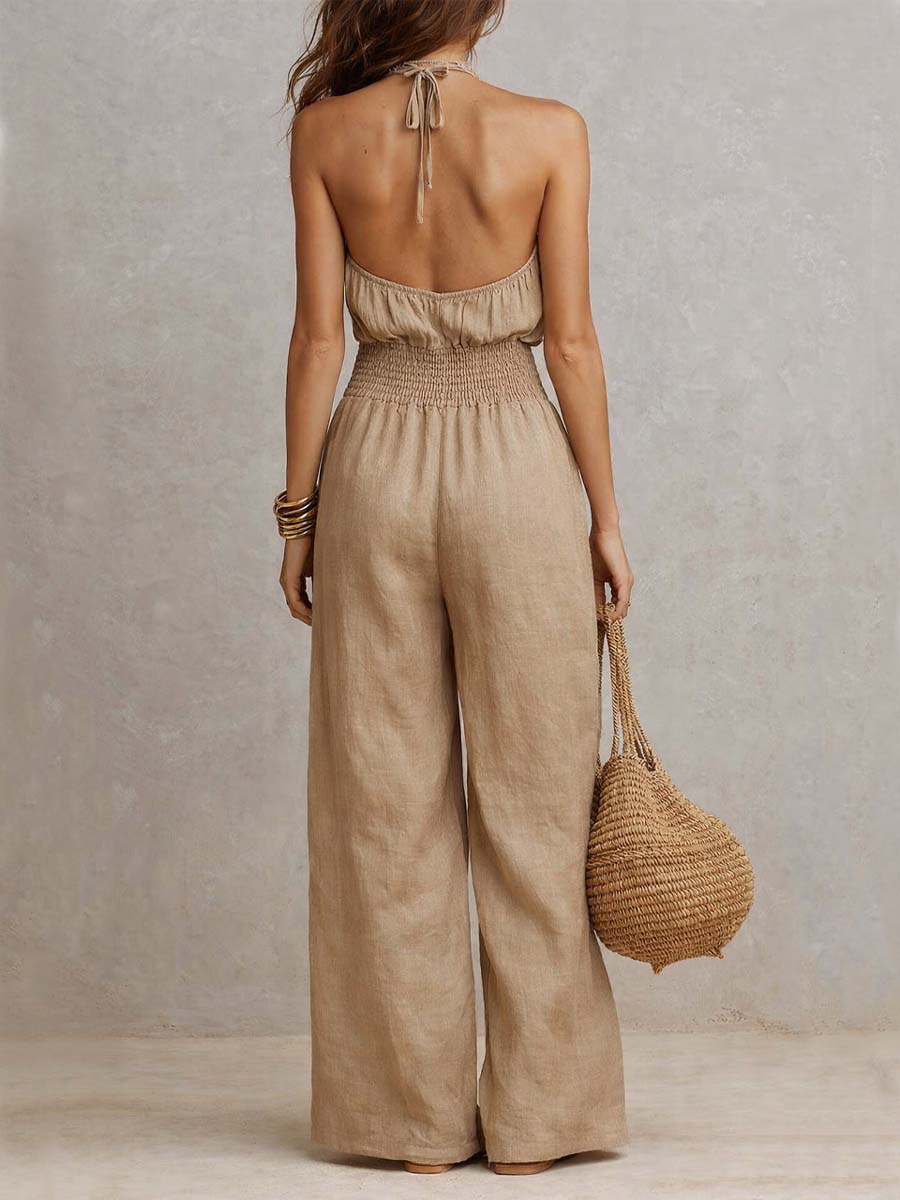 VALERIA | Tuta con Collo Halter e Gamba Larga