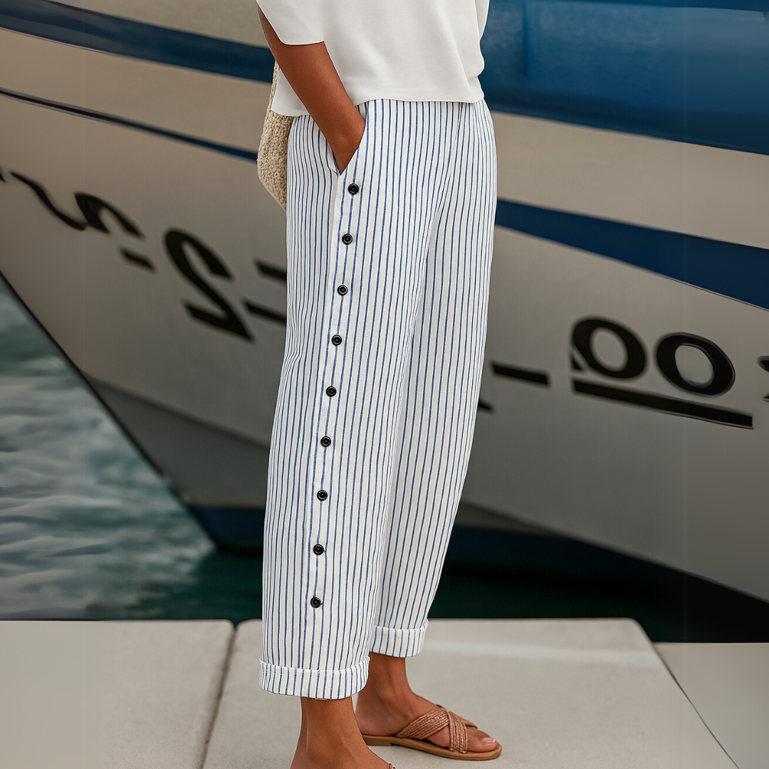 Caitlin | Pantaloni a Righe con Bottoni