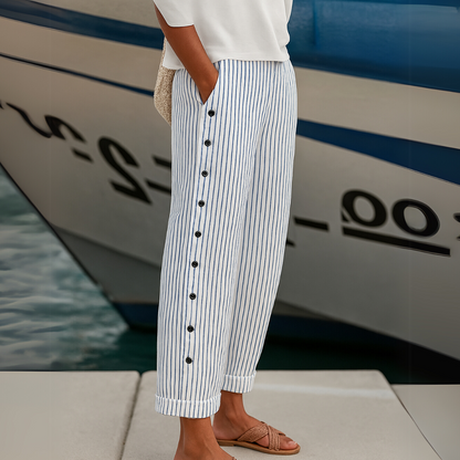 Caitlin | Pantaloni a Righe con Bottoni
