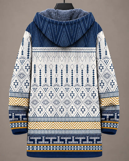 Elara | Giacca con Cappuccio Stampa Geometrica