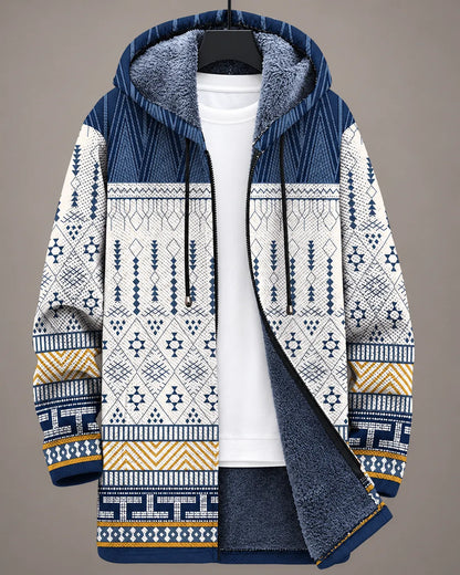 Elara | Giacca con Cappuccio Stampa Geometrica