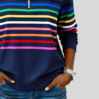 Prismette | Felpa a Righe Colorate con Mezza Zip