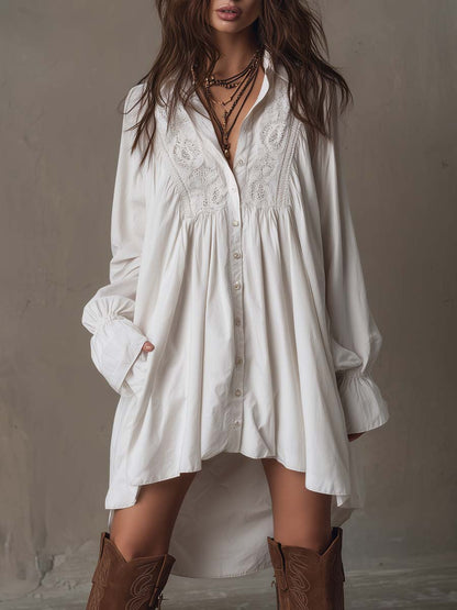 ANASTASIA | Mini Abito in Pizzo con Maniche Lunghe e Orlo Irregolare