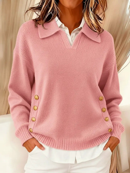 Vynette | Maglione a Scollo a V con Colletto