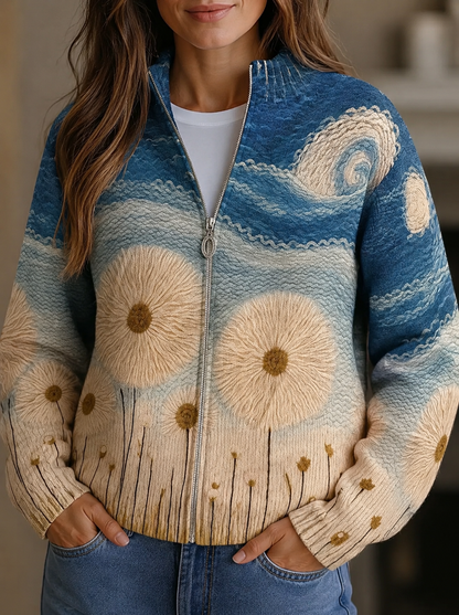Yolanda | Cardigan Trapuntato con Zip a Prato di Tarassaco