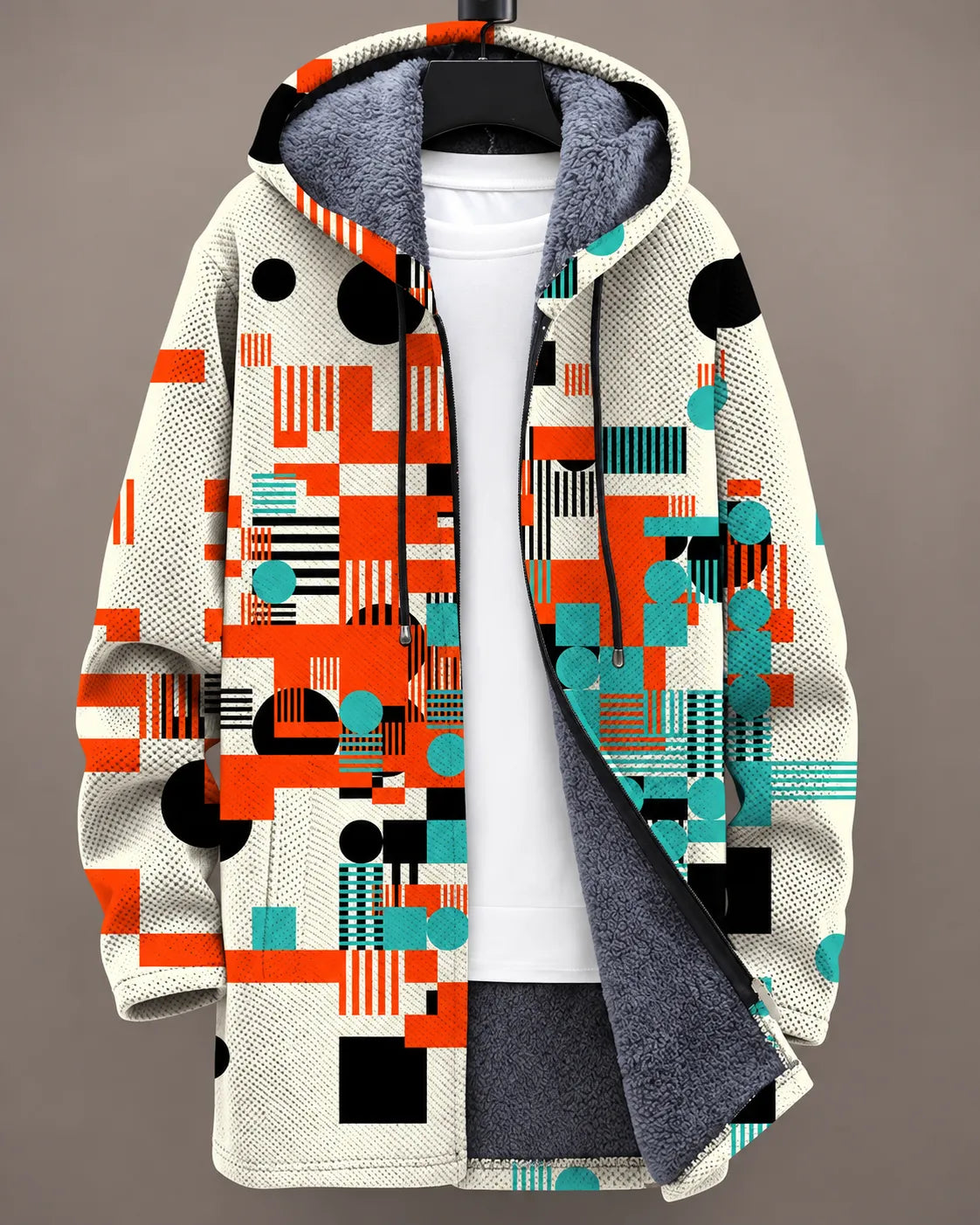 Celeste Monochrome | Giacca con Cappuccio Effetto Screziato