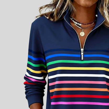 Prismette | Felpa a Righe Colorate con Mezza Zip