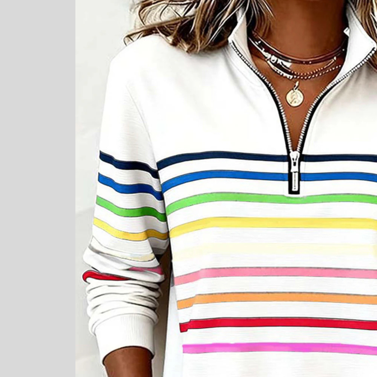 Prismette | Felpa a Righe Colorate con Mezza Zip