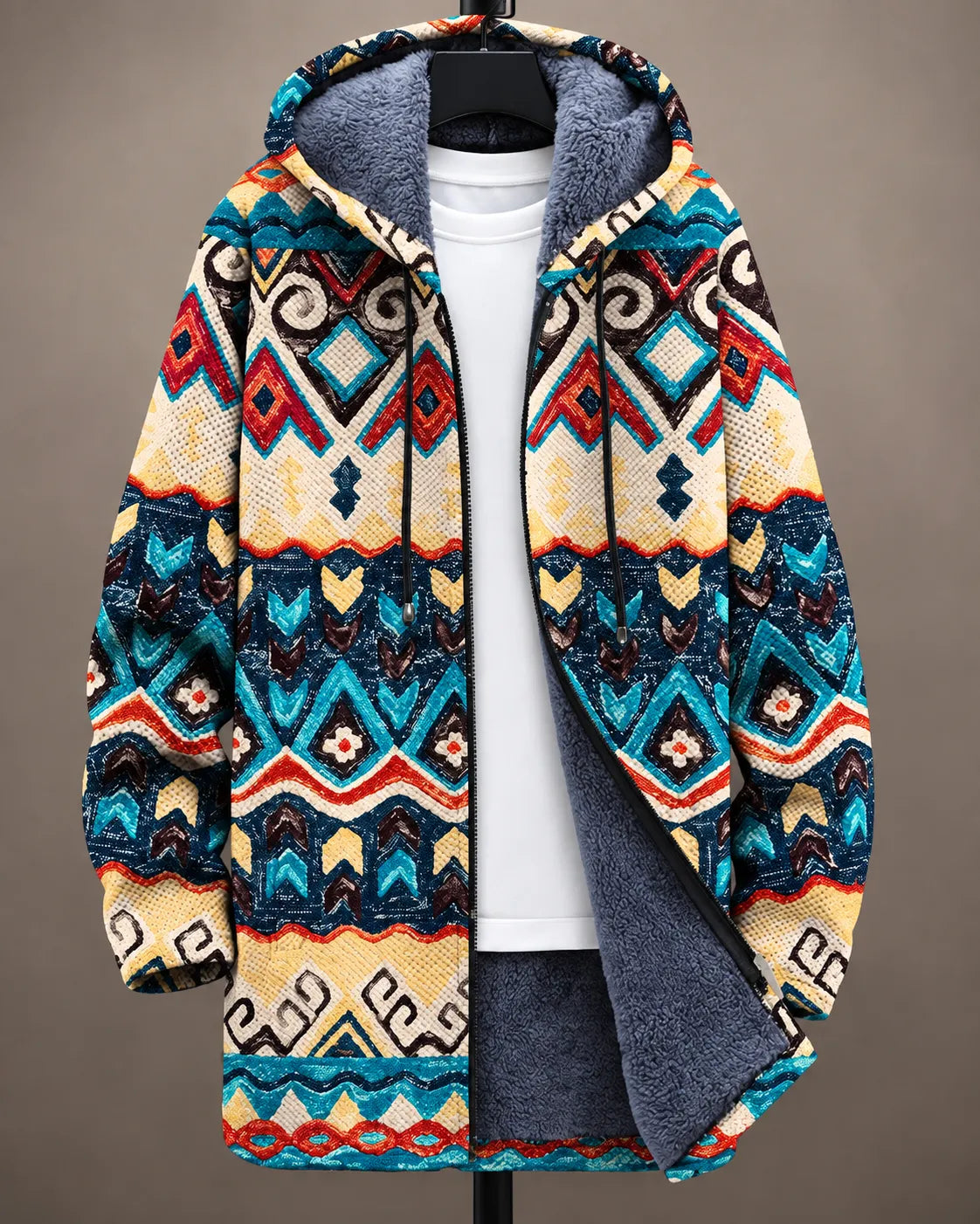 Celeste Monochrome | Giacca con Cappuccio Effetto Screziato