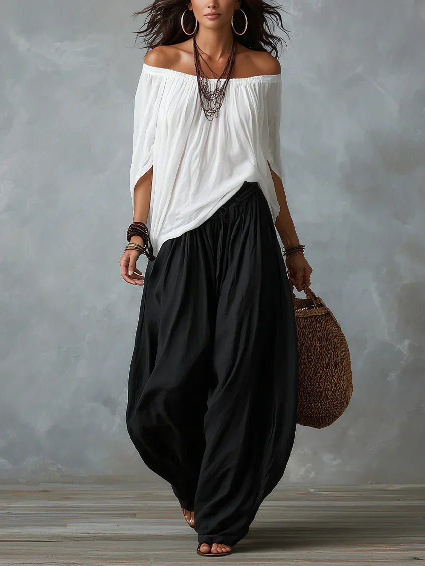 EUGENIA | Set Top a Spalle Scoperte e Pantaloni Lanterna