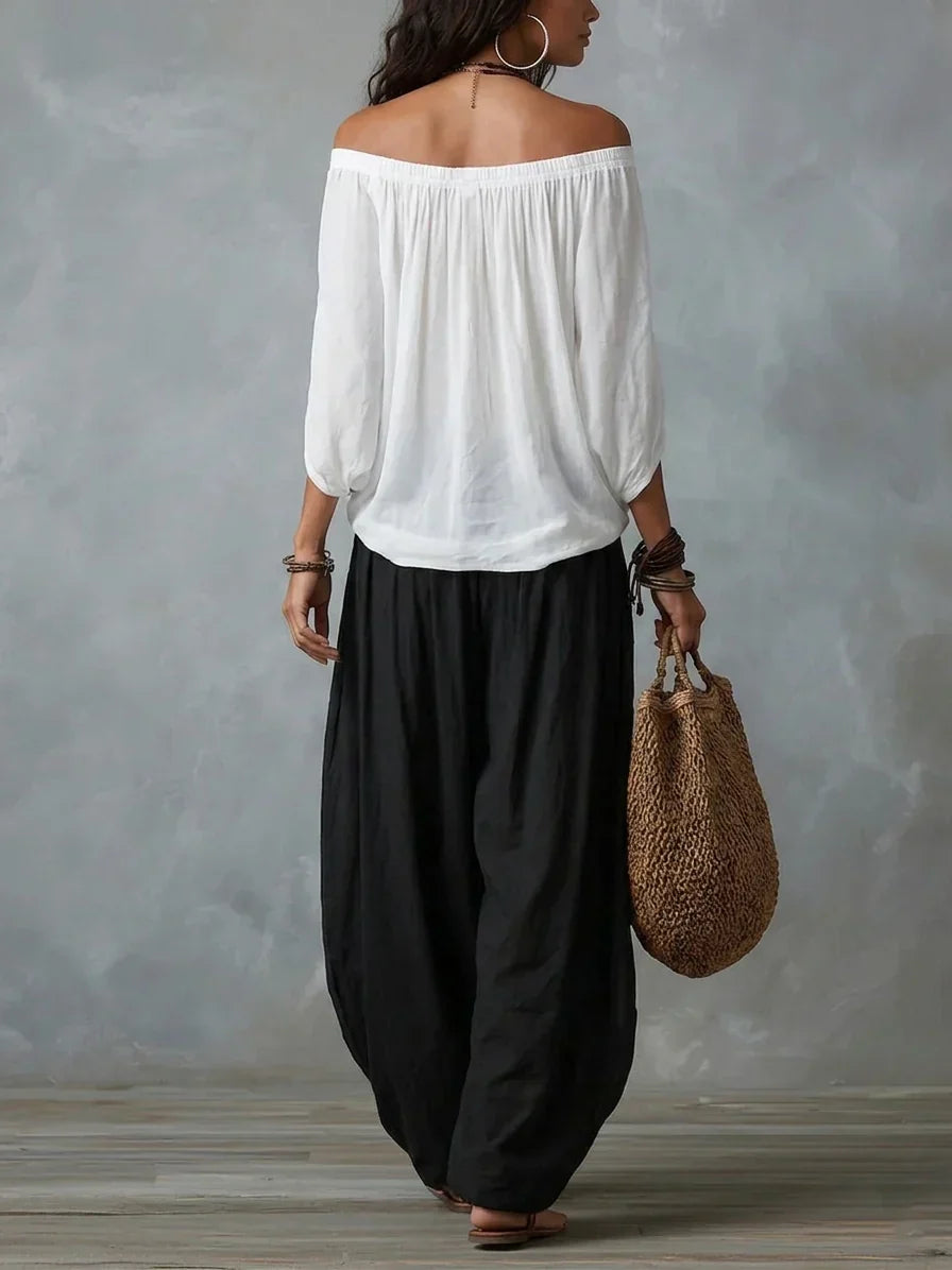 EUGENIA | Set Top a Spalle Scoperte e Pantaloni Lanterna