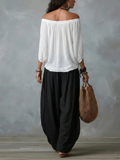 EUGENIA | Set Top a Spalle Scoperte e Pantaloni Lanterna