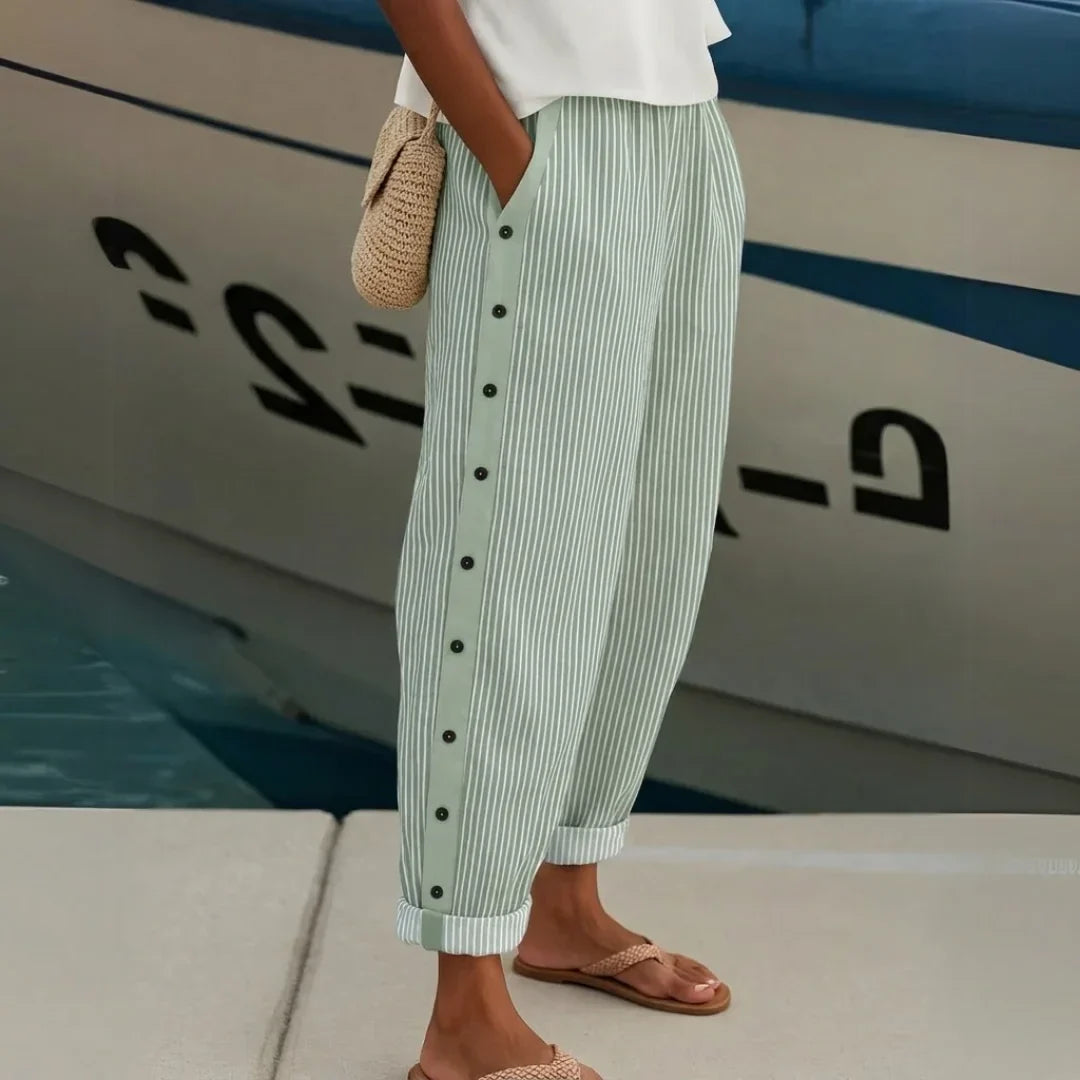 Caitlin | Pantaloni a Righe con Bottoni