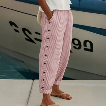 Caitlin | Pantaloni a Righe con Bottoni