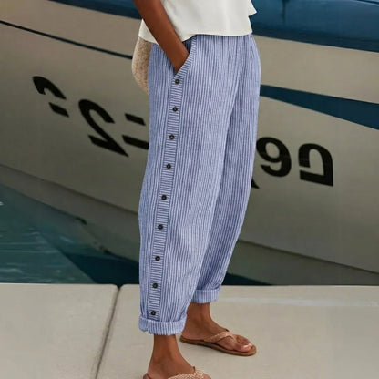 Caitlin | Pantaloni a Righe con Bottoni