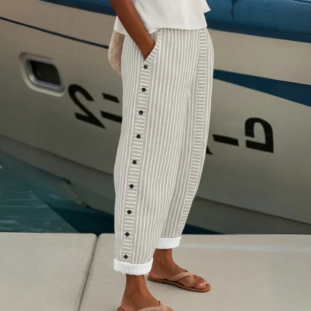 Caitlin | Pantaloni a Righe con Bottoni