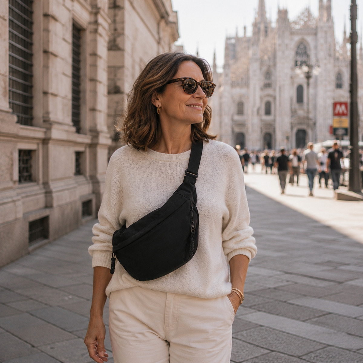 Borsa a Spalla Elegante in Nylon