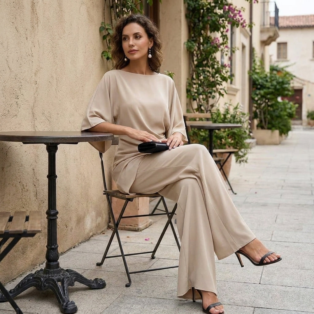 Gabriela | Completo con Blusa Drappeggiata e Pantaloni Ampi