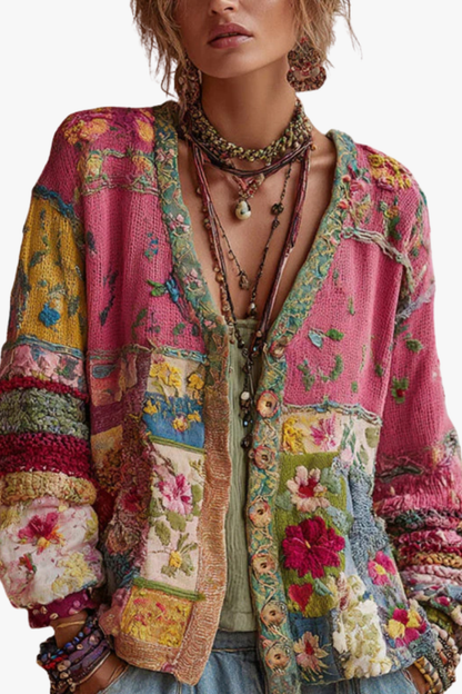 Petronella | Cardigan Patchwork Floreale