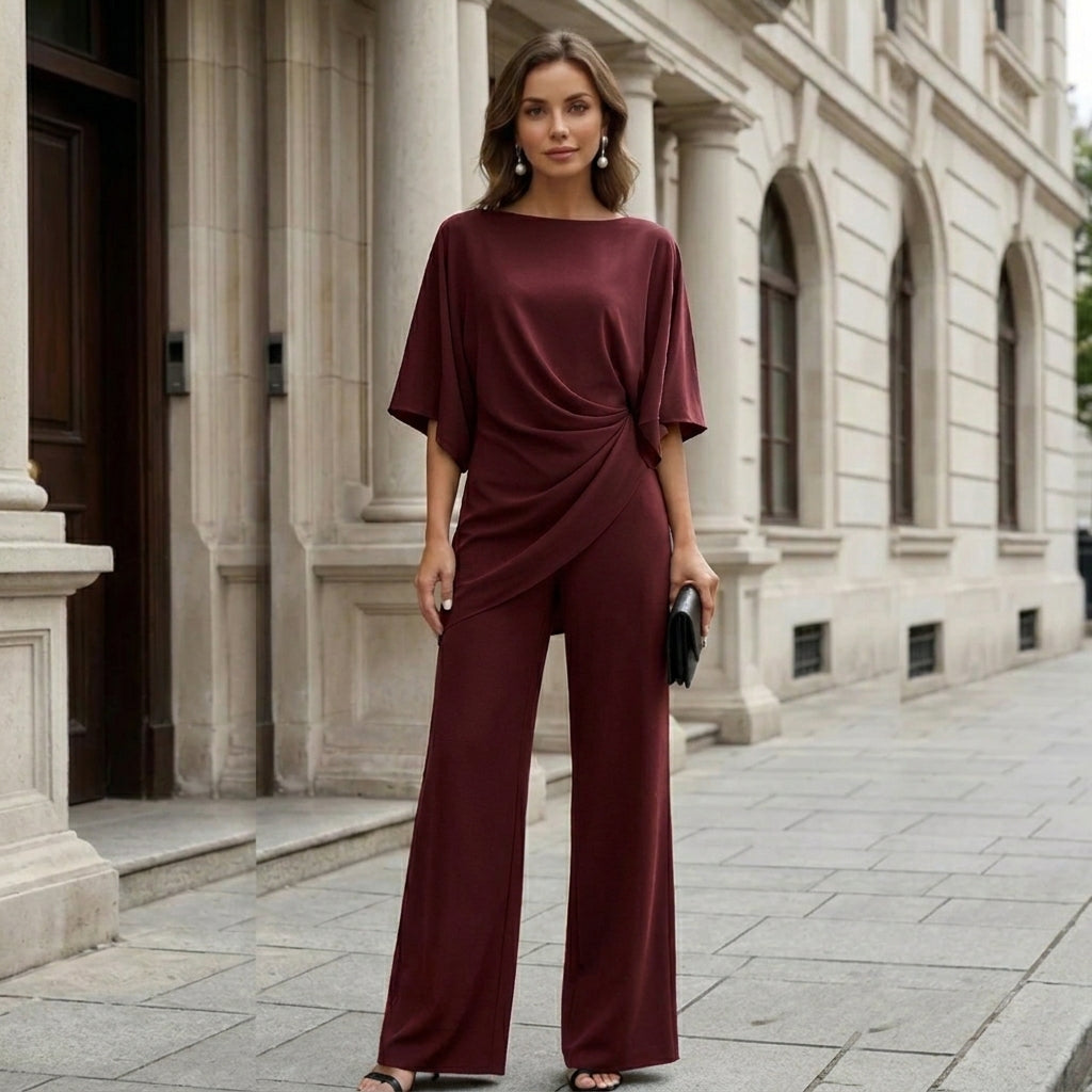 Gabriela | Completo con Blusa Drappeggiata e Pantaloni Ampi