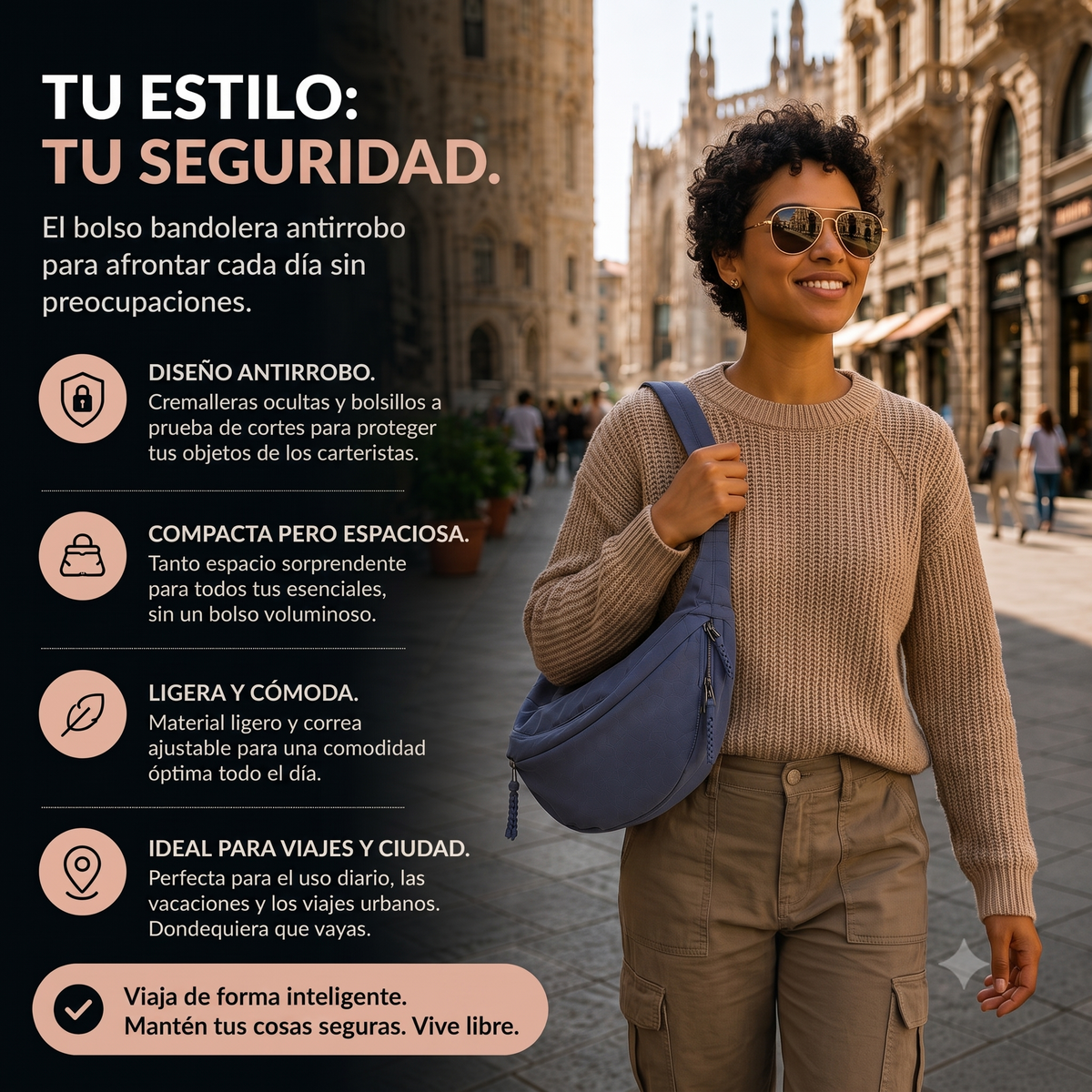 Borsa a Spalla Elegante in Nylon