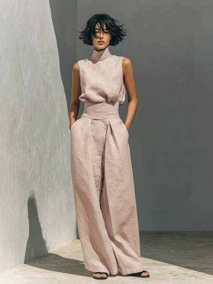 SERENA | Set Minimal con Top Senza Maniche e Pantaloni a Gamba Larga