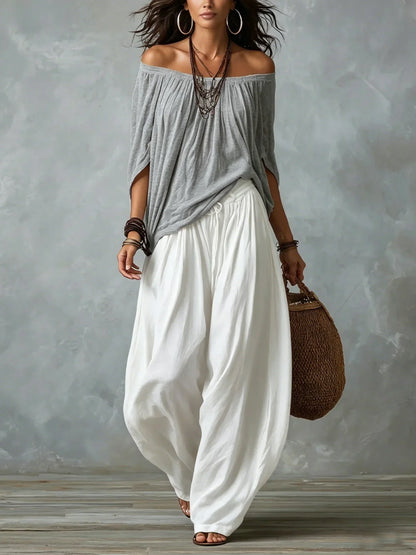 EUGENIA | Set Top a Spalle Scoperte e Pantaloni Lanterna