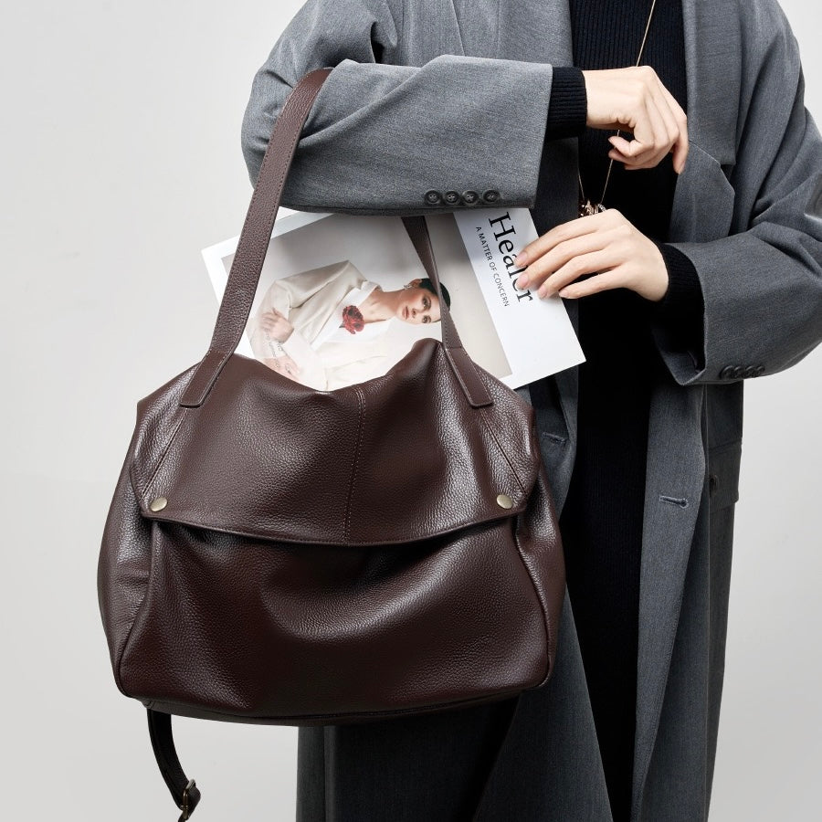 Adriana | Borsa Minimalista in Pelle Autentica Morbida e Retro per il Giorno