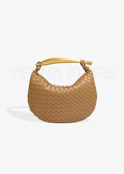 Alejandra | Borsa Intrecciata con Manico Dorato