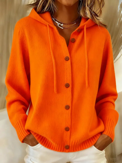 Brenda | Cardigan Cappuccio Morbido con Bottoni