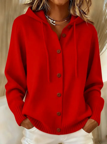 Brenda | Cardigan Cappuccio Morbido con Bottoni