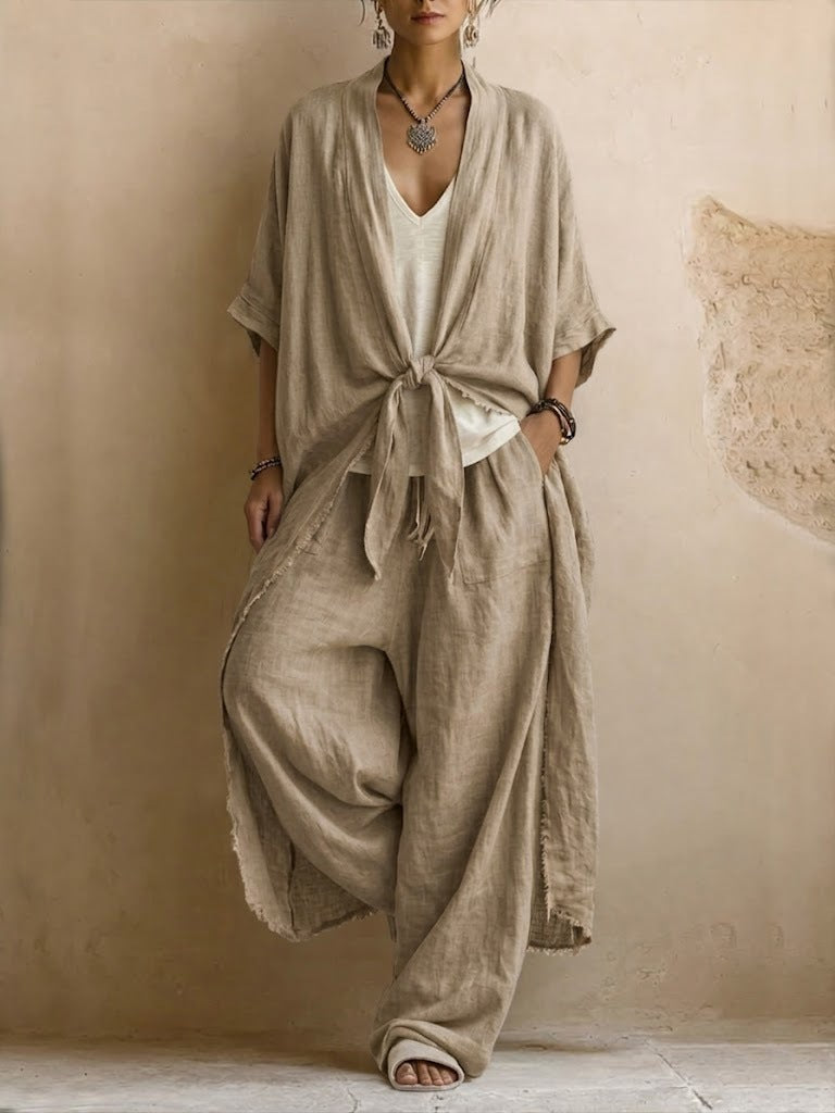 LAVINIA | Set Kimono Oversize e Pantaloni a Gamba Larga